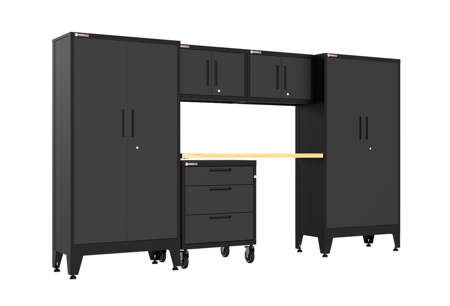 6-Piece Garage Cabinet Storage and Organization Set with Wheels in Black