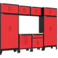 9-Piece Garage Cabinet Storage and Organization Set with Wheels in Red
