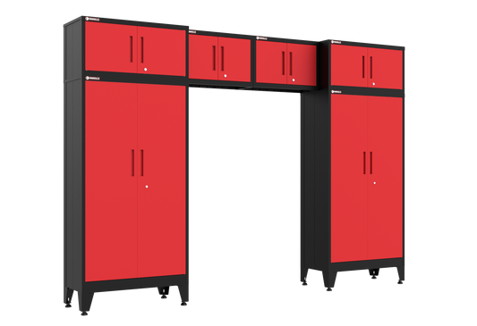6-Piece Garage Cabinet Storage and Organization Set in Red