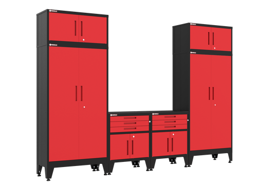 6-Piece Garage Cabinet Storage and Organization Set in Red