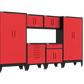 6-Piece Garage Cabinet Storage and Organization Set with Levelers in Red