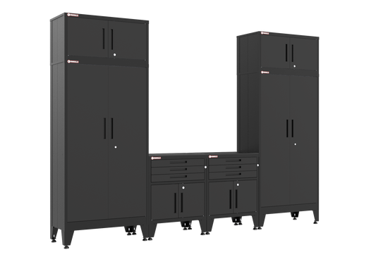 6-Piece Garage Cabinet Storage and Organization Set in Black