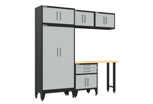 6-Piece Garage Cabinet Storage and Organization Set in Grey