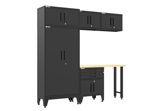 6-Piece Garage Cabinet Storage and Organization Set in Black