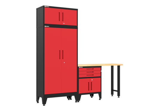 4-Piece Garage Cabinet Storage and Organization Set in Red