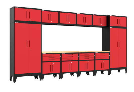14-Piece Garage Cabinet Storage and Organization Set in Red